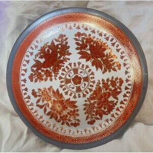 VTG Japanese Porcelain Ware Pewter Encased Bowl Decorated in Hong Kong Rare